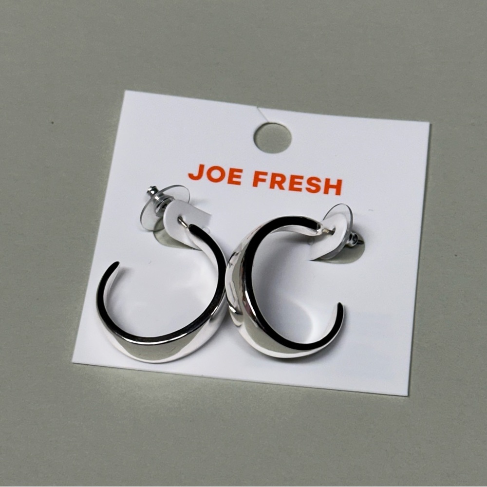 NWT JOE FRESH Silver Thick Hoop Earrings